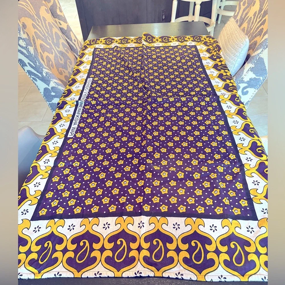 NWT African Kanga Towel saying “where have your success taken you” 56 x 39 “